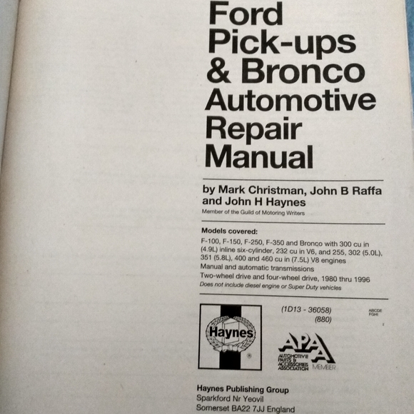 Haynes Repair Manual for Ford Pickups & Broncos. 1980-1996 - Picture 3 of 3